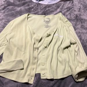 Two piece set cardigan and crop top/ hello kitty